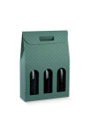 CAJA C/VENTANA 3 BOTELLAS 27X9X38,5 cm MATELASSE EUCALIPTO