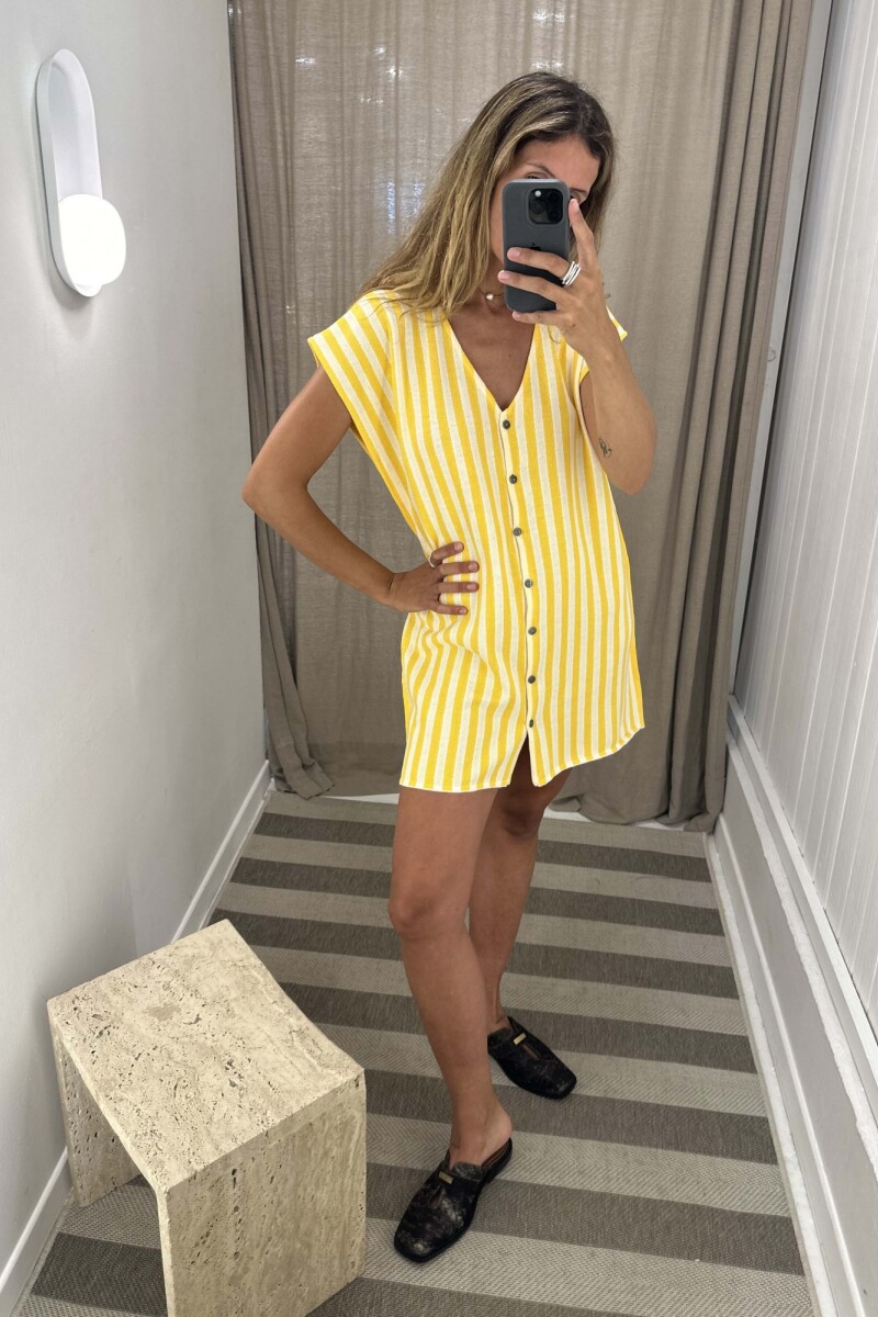 Vestido Libre Blanco/Amarillo