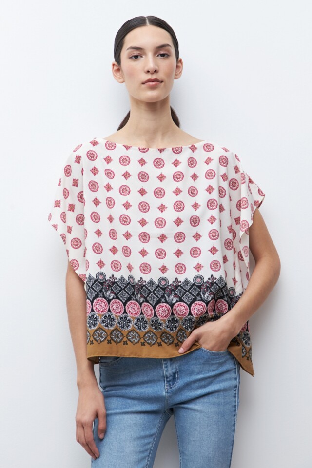 Blusa estampa Aripé crudo
