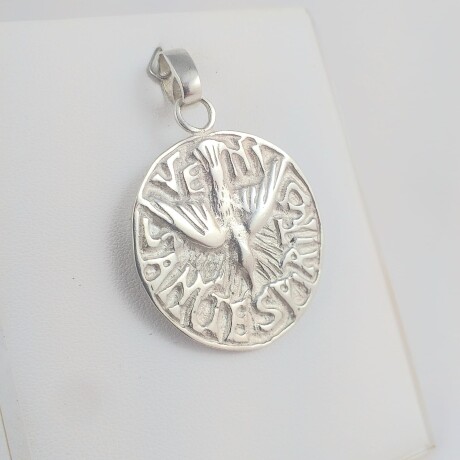 Medalla religiosa de plata 925, Espíritu Santo, diámetro 3.5cm. Medalla religiosa de plata 925, Espíritu Santo, diámetro 3.5cm.