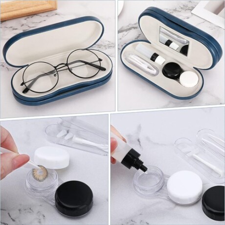Estuche rigido para lentes de armazon y contacto Verde Petroleo