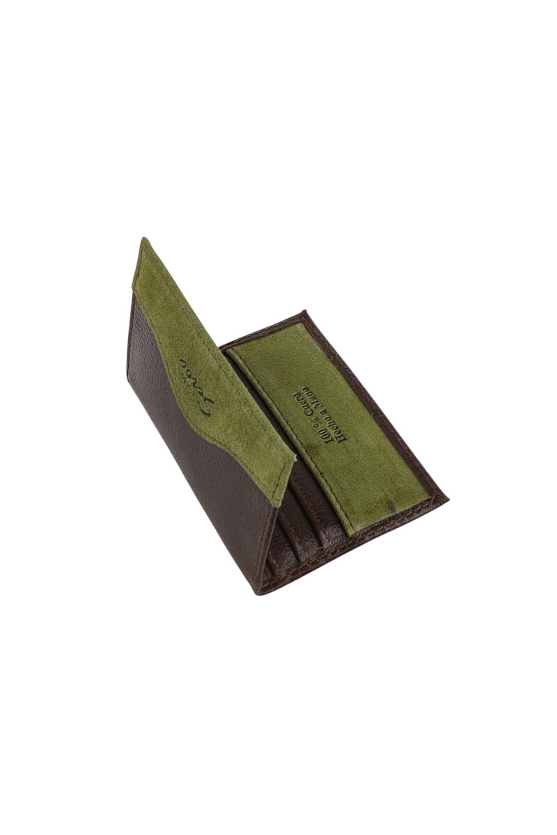 Porta Documentos de Cuero Genuino | Bicolor y Hecho a Mano Marrón c/verde
