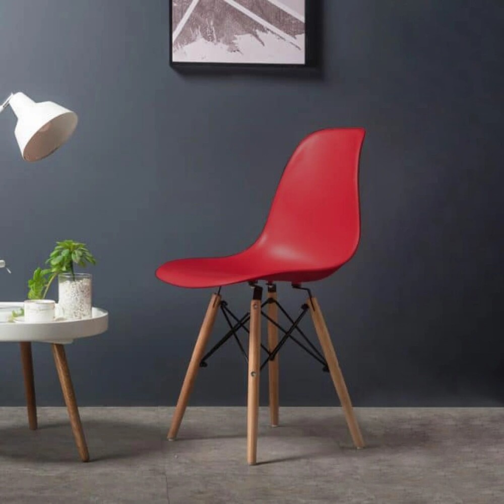 Silla Eames DKR - Base En Madera Rojo