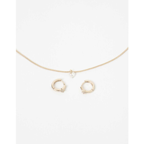 Set De Collar Y Aros Con Cubic Zirconia Dorado