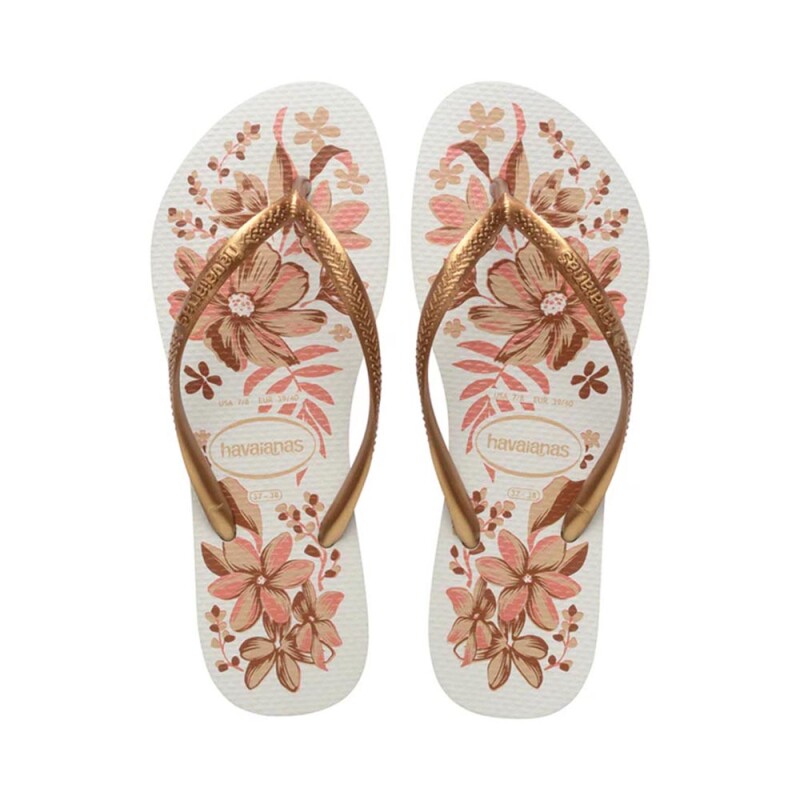 Sandalias Havaianas Slim Organic Mujer Blanco/dorado