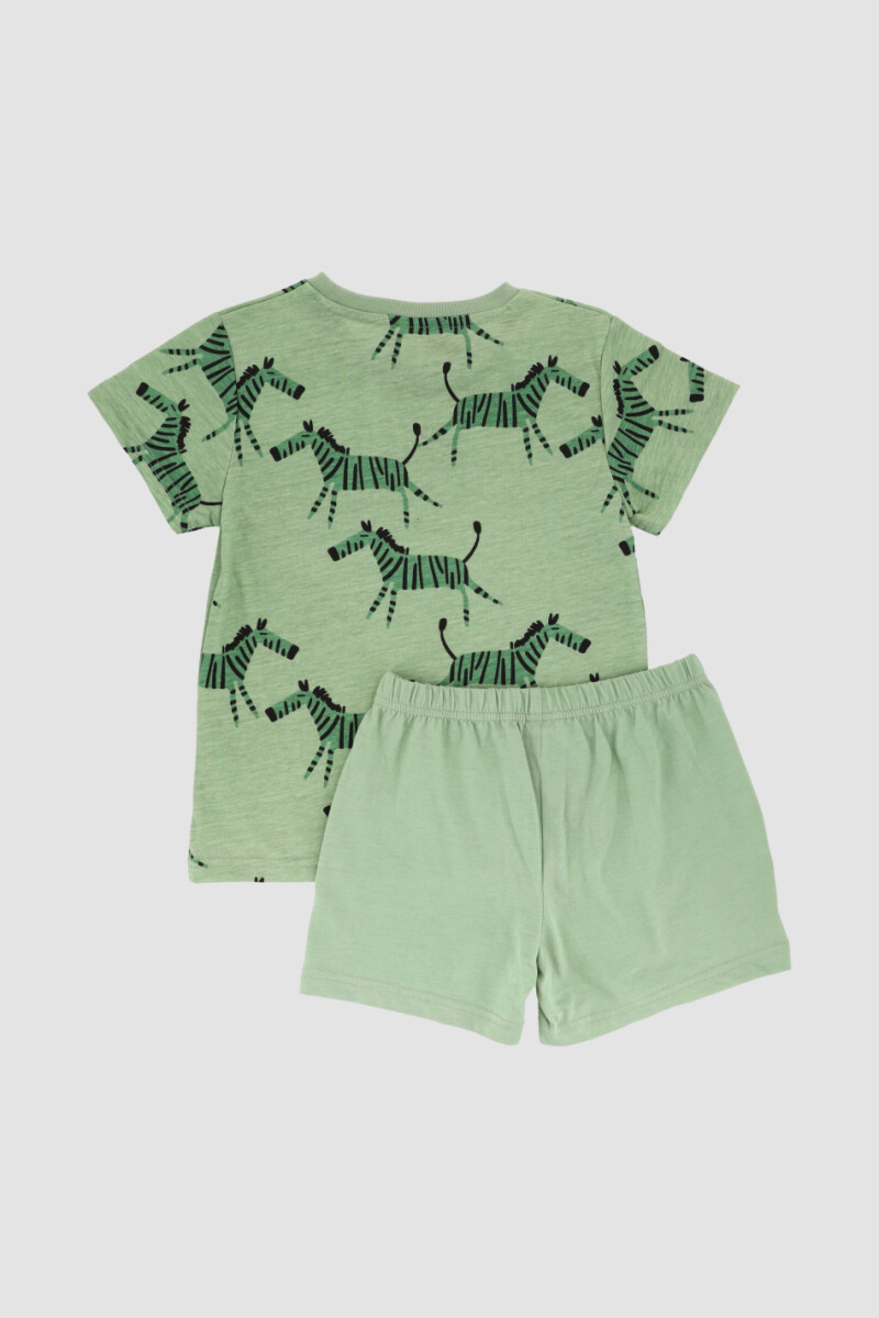 Pijama infantil cebra Verde mili/esmeralda