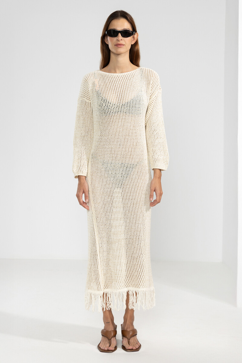 FRINGES DRESS Cream