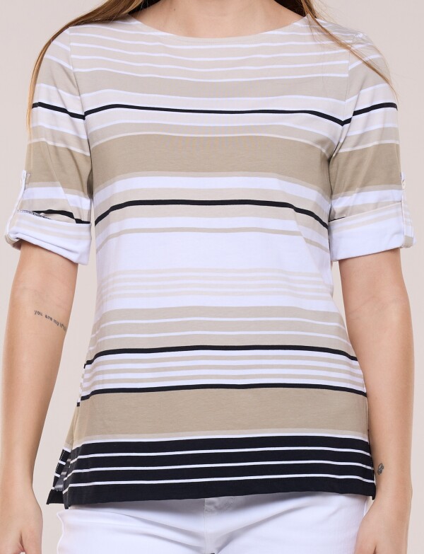 Remera Marinera De Algodon MULTI/BEIGE