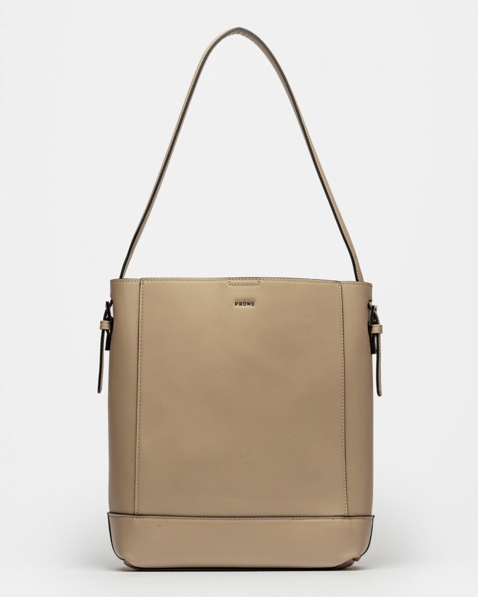 Cartera Al Hombro Akira en Efecto Cuero Liso - Taupe 