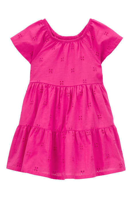 Vestido de algodón, escalonado y con ojales. Talles 2-5T Sin color