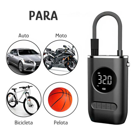 Compresor Inflador Portátil 150 PSI Batería Auto/Moto/Bici Negro