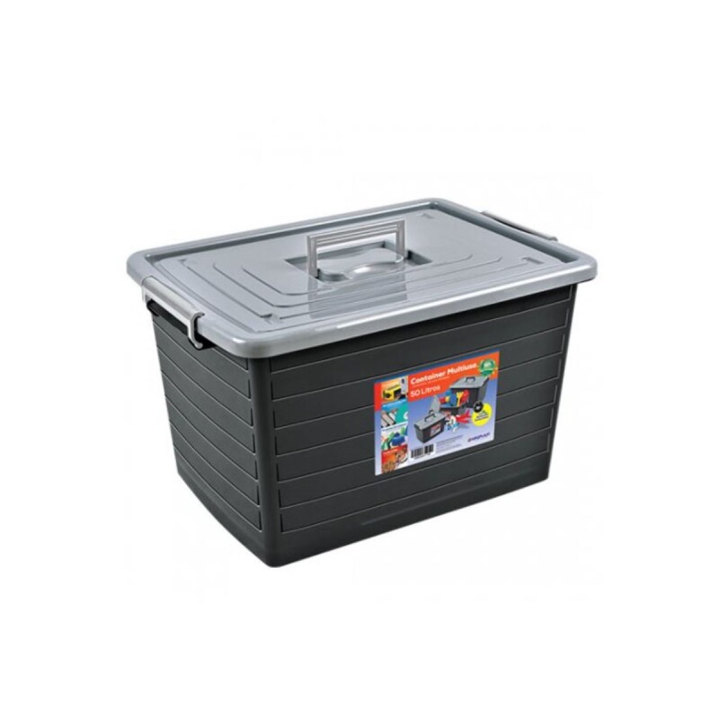 Caja organizadora 50 lts NEGRO Y GRIS