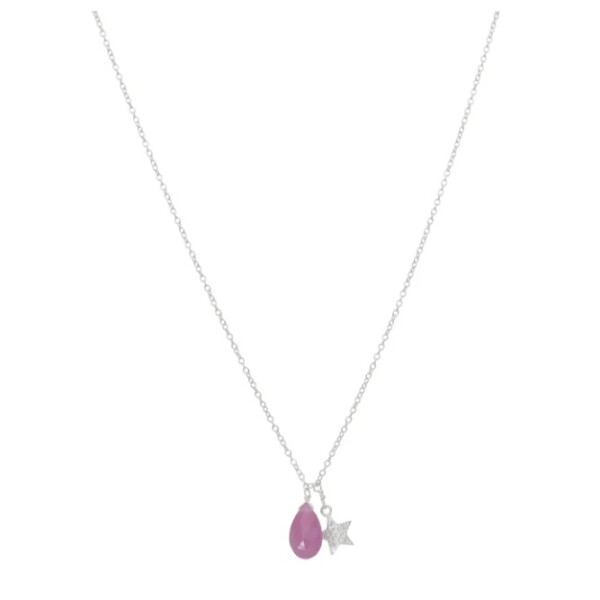 Cadena Gota-Plata 925-Piedra Rubí-CD2006 Conpiedra