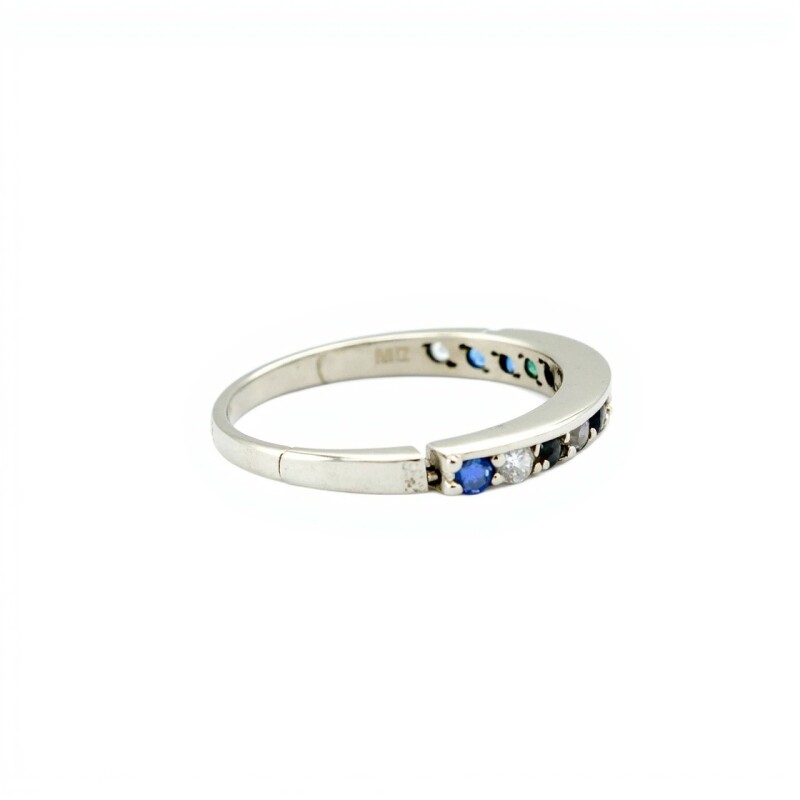 Anillo Sin Fin-Plata 950-Piedra Zafiro y Zirconia-AN3852 conpiedra
