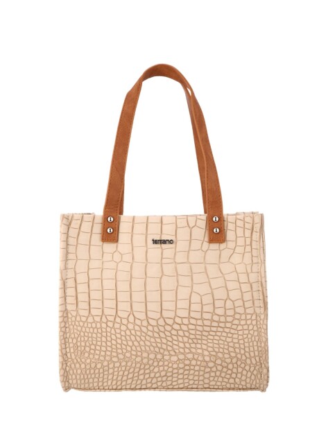 Cartera Moon Croco Beige