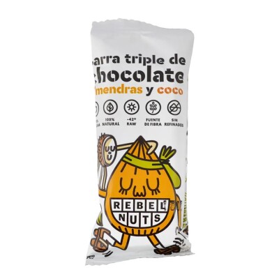 Barrita Raw chocolate con almendras y coco Rebel Nuts Barrita Raw chocolate con almendras y coco Rebel Nuts