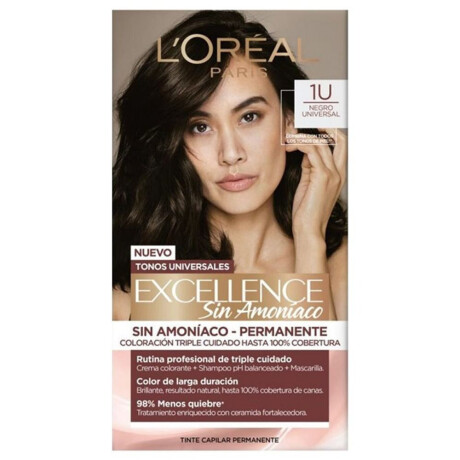 Tintura Para Cabello L'Oréal Paris Excellence Nudes No Amoniaco 1U Negro Universal Tintura Para Cabello L'Oréal Paris Excellence Nudes No Amoniaco 1U Negro Universal
