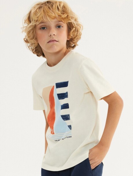 CAMISETA BÁSICA CON ESTAMPA BEIGE