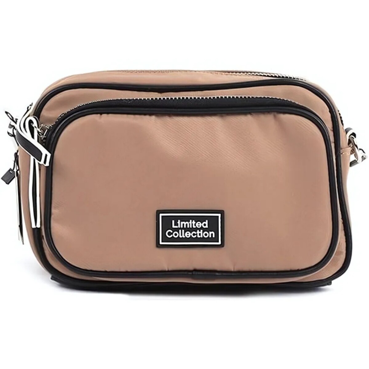 Bandolera Canva Jersey mostaza con bolsillo frontal y correa ajustable - Beige 