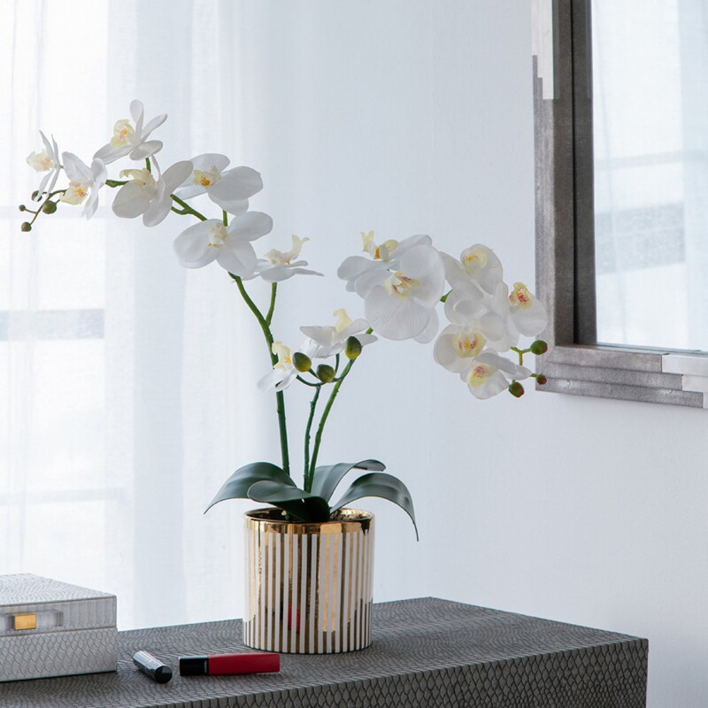 ORQUIDEA ARTIFICIAL C/BASE 24x15x52CM DORADO ORQUIDEA ARTIFICIAL C/BASE 24x15x52CM DORADO