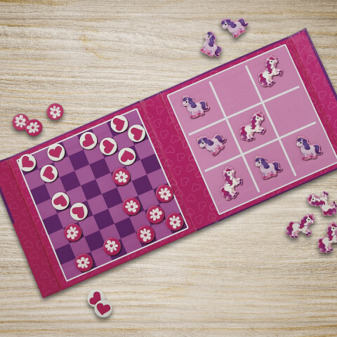 Juegos Magnéticos x2 Damas + Tatetí Crocodile Creek Unicornio