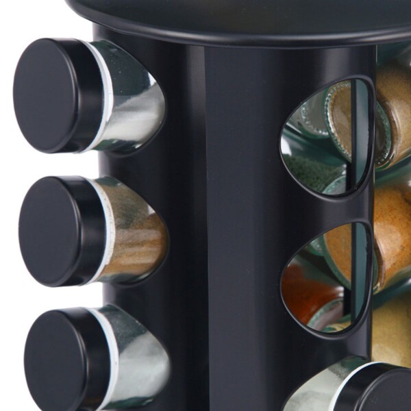 Especiero Giratorio 12 Frascos Vidrio Para Condimentos Cocina Acero Inoxidable Imback Negro Especiero Giratorio 12 Frascos Vidrio Para Condimentos Cocina Acero Inoxidable Imback Negro
