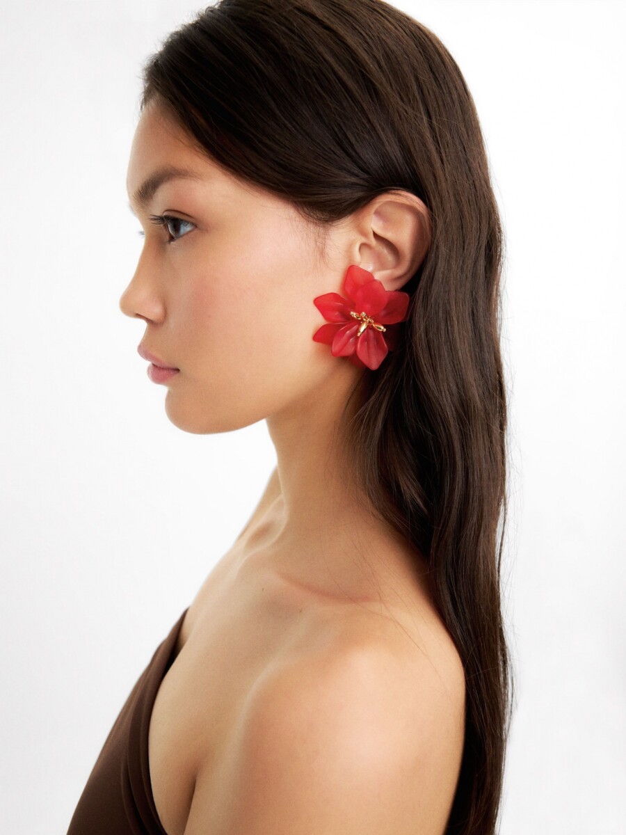 Pendientes Maxi De Flor rojo