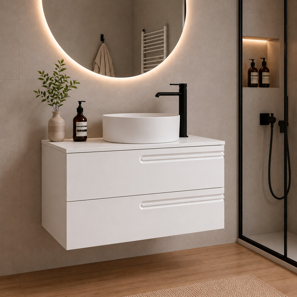 MUEBLE DE BAÑO ECONIC 100 CM BLANCO MATE CON ENCIMERA Mueble De Baño Econic 100 Cm Blanco Mate Con Encimera