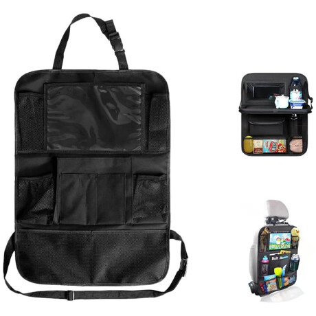 Organizador De Asiento Auto X2 Pack Soporte Tablet Negro