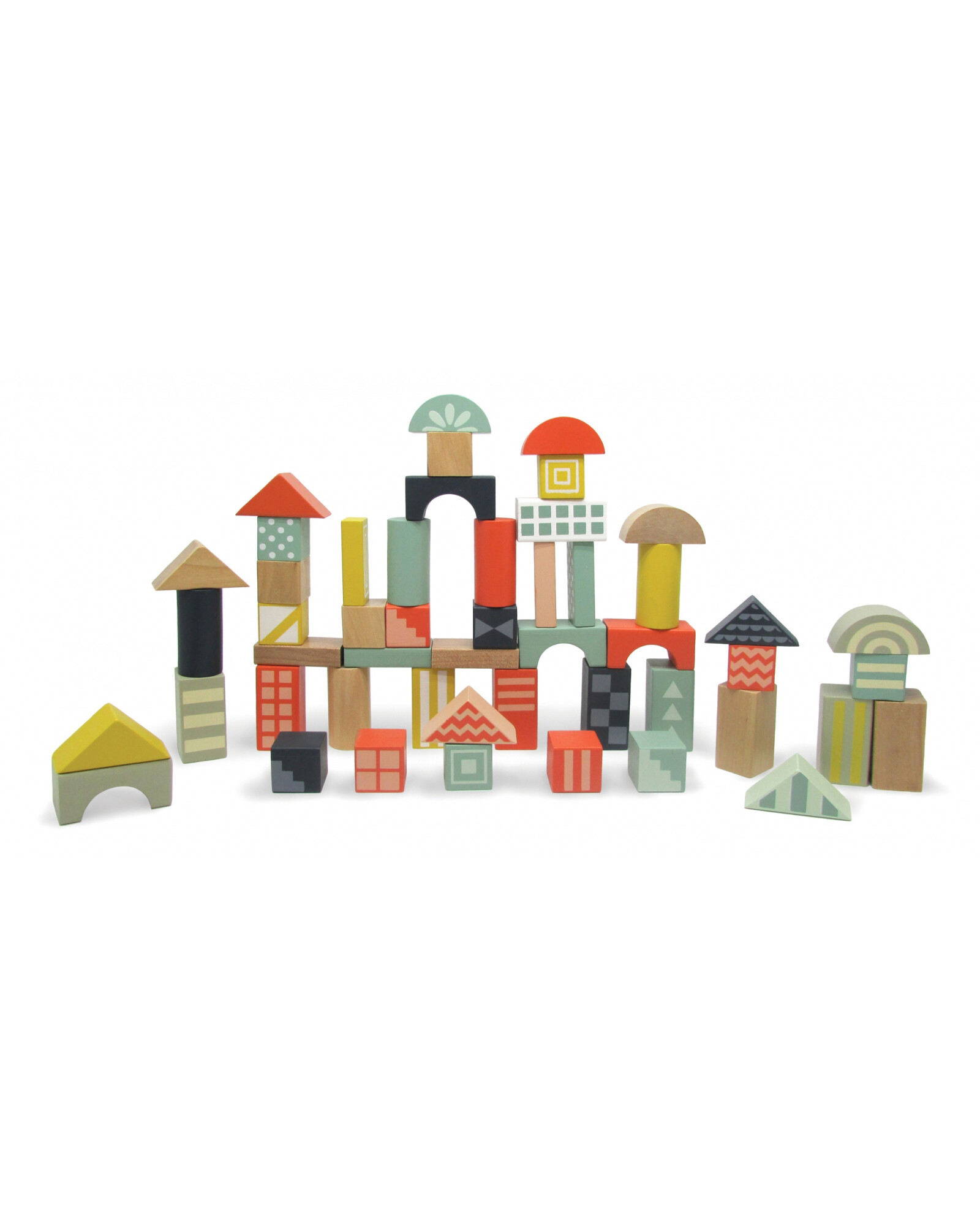 Juego de bloques de madera, cincuenta piezas Juego de bloques de madera, cincuenta piezas