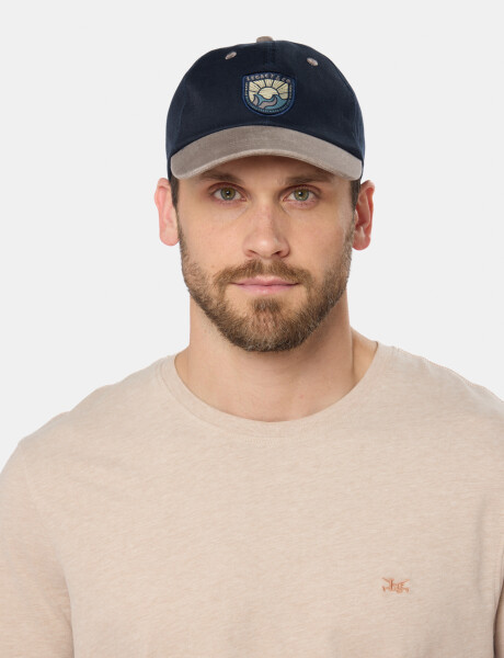 GORRO VISERA DE LONA CON PARCHE TEJIDO Azul