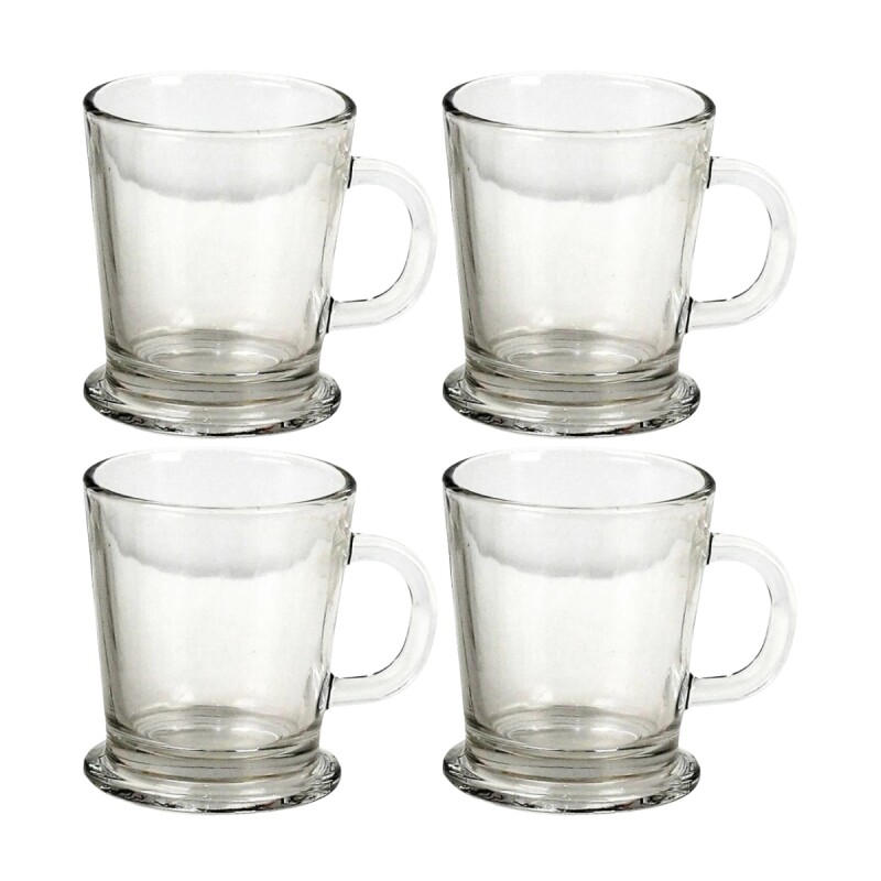 Set x 4 tazas con asa TRANSPARENTE