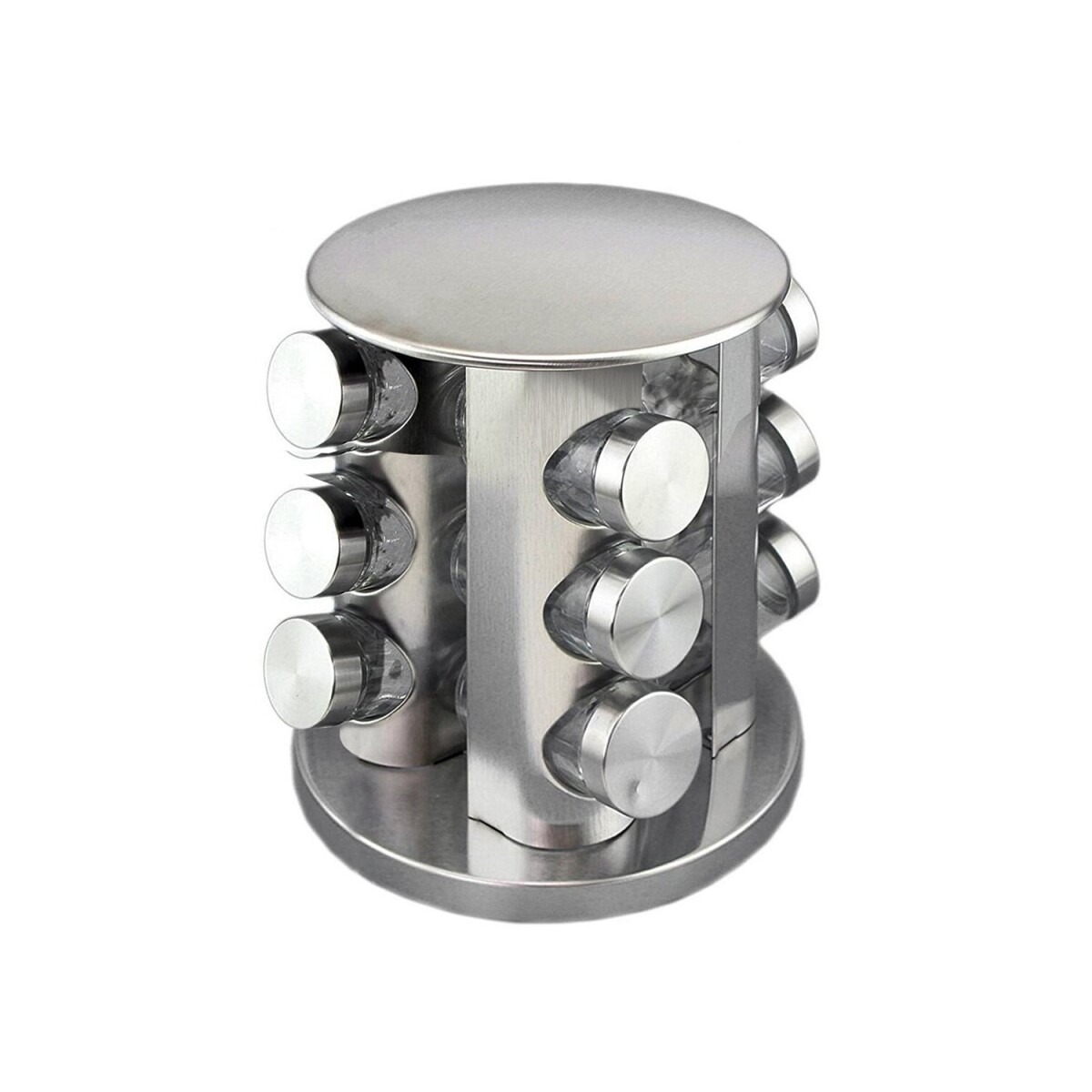 Set 12 recipientes especieros con soporte acero mate 