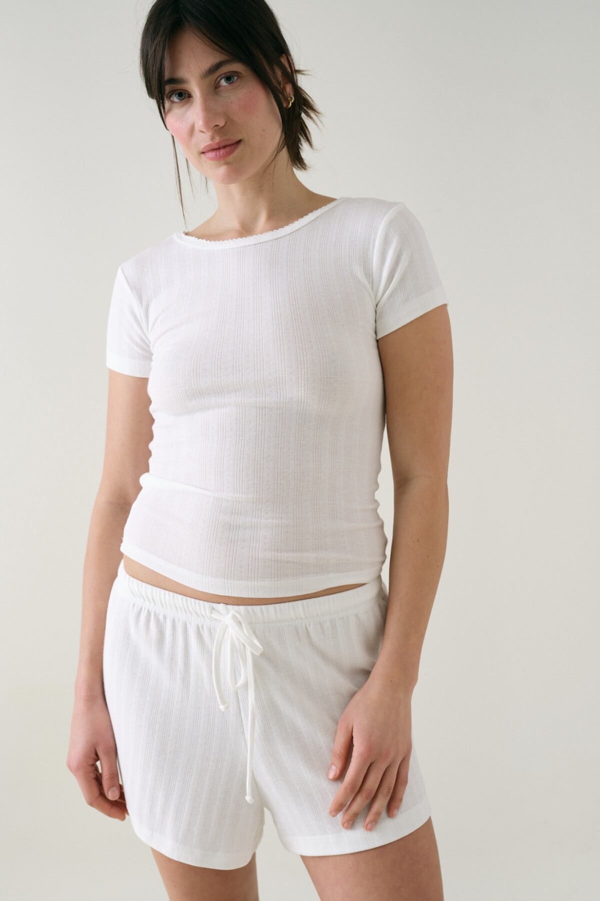 Remera Entallada Pointelle Blanco