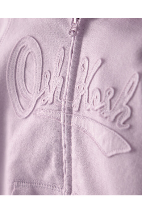 Campera de algodón, lila, con capucha y logo Campera de algodón, lila, con capucha y logo