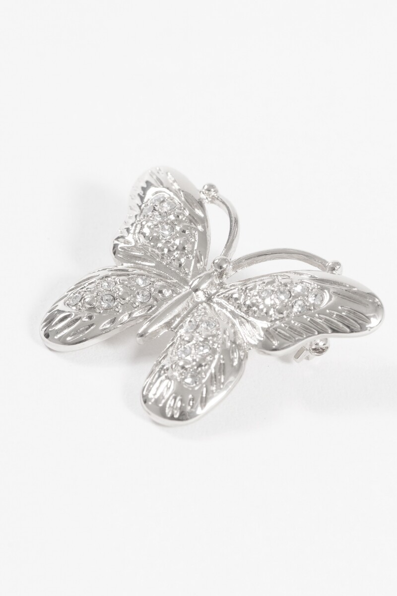 Broche prendedor mariposa plateado
