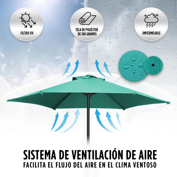 Combo Sombrilla Reforzada Verde + Base Rellenable Imback Combo Sombrilla Reforzada Verde + Base Rellenable Imback
