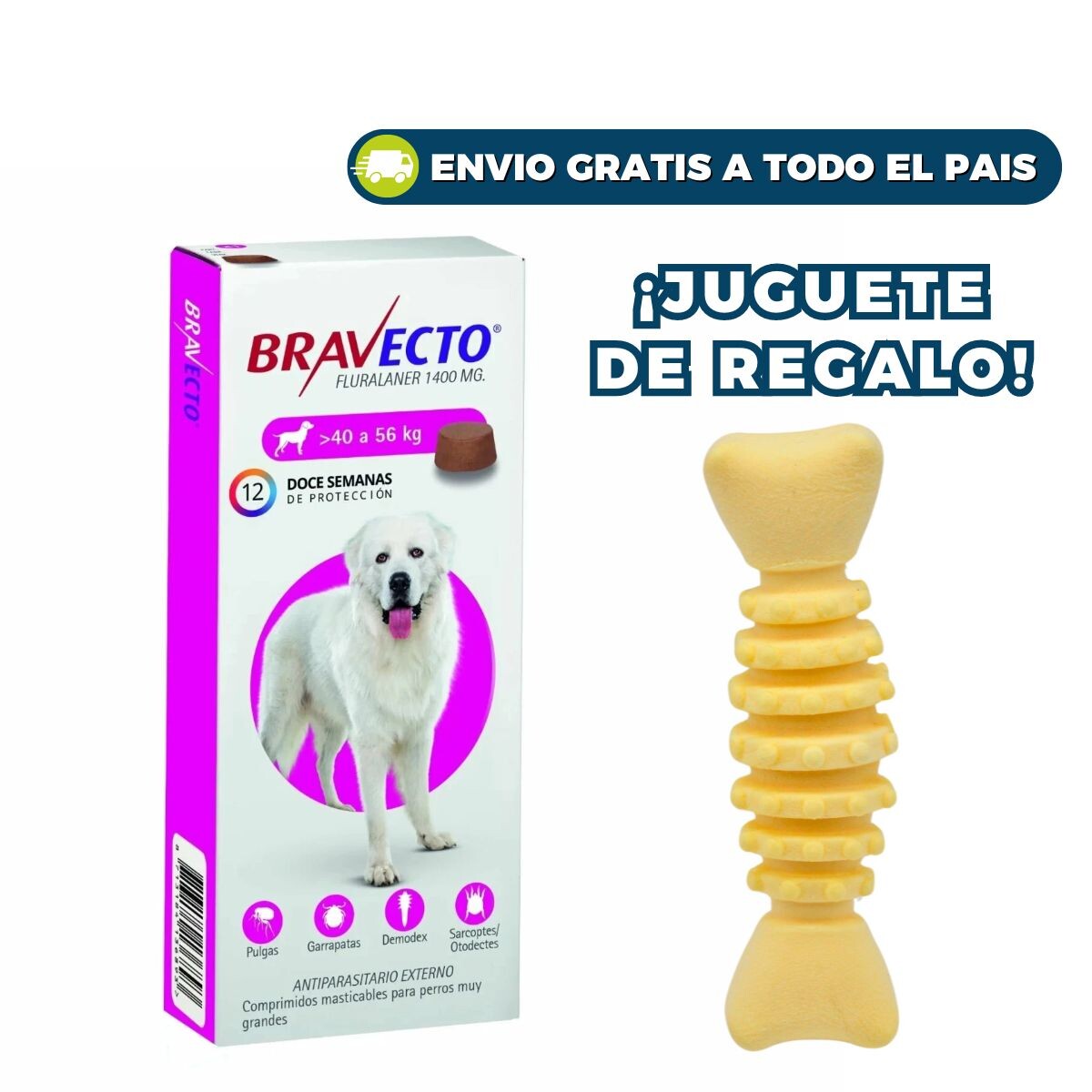 BRAVECTO ANTIPULGAS Y ANTIGARRAPATAS - 40 A 56 KG 