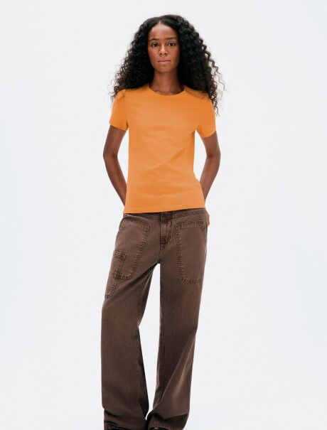 CAMISETA BÁSICA DE ALGODÓN NARANJA