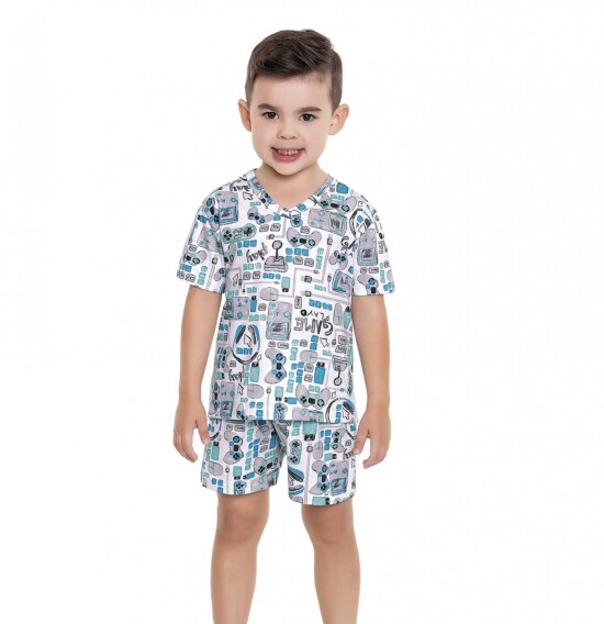 Conjunto de pijamas para niños (camiseta y shorts) BLANCO