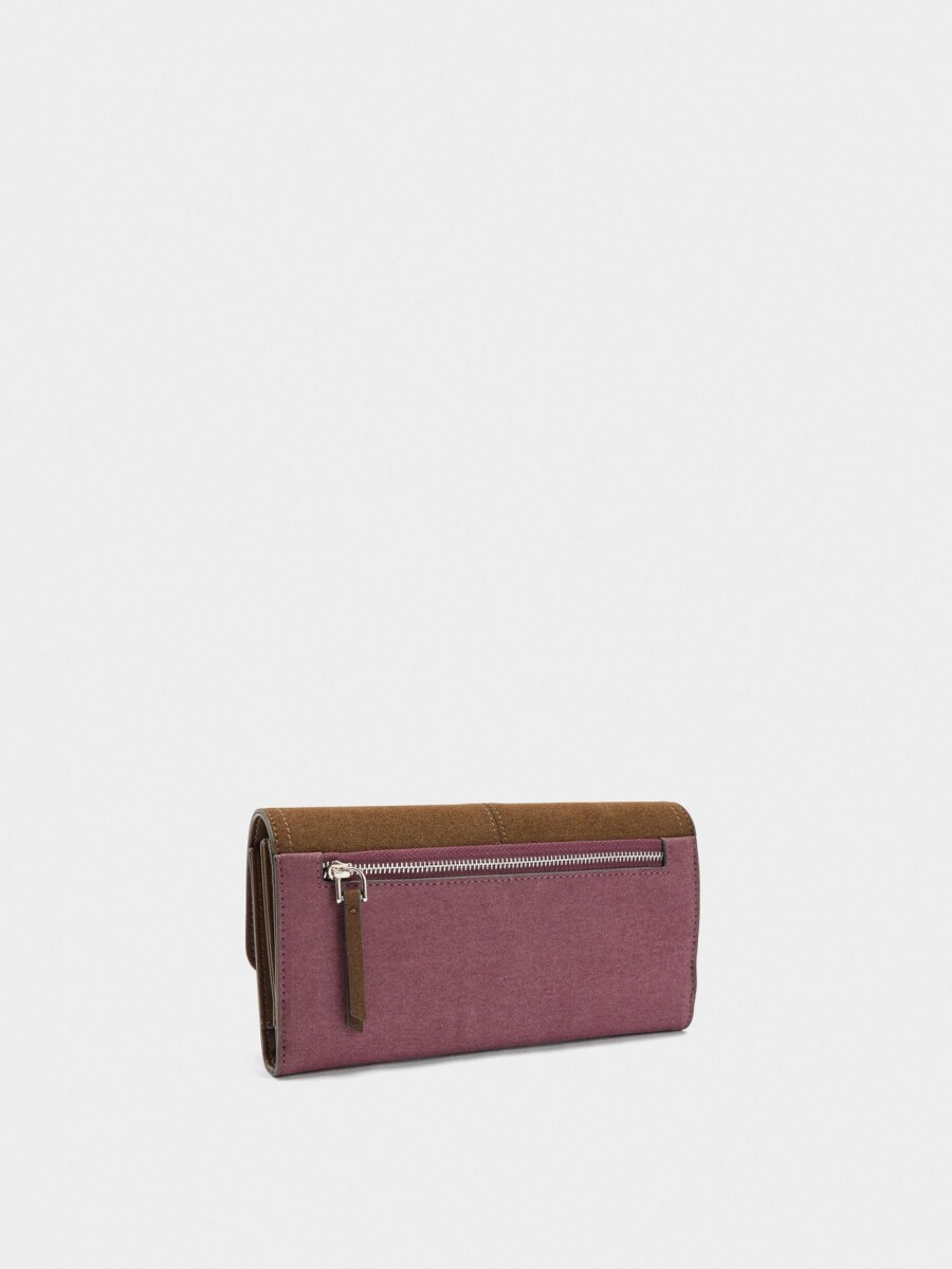 Cartera Efecto Piel Con Solapa burdeos