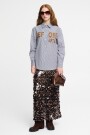 Falda midi de lentejuela Marron