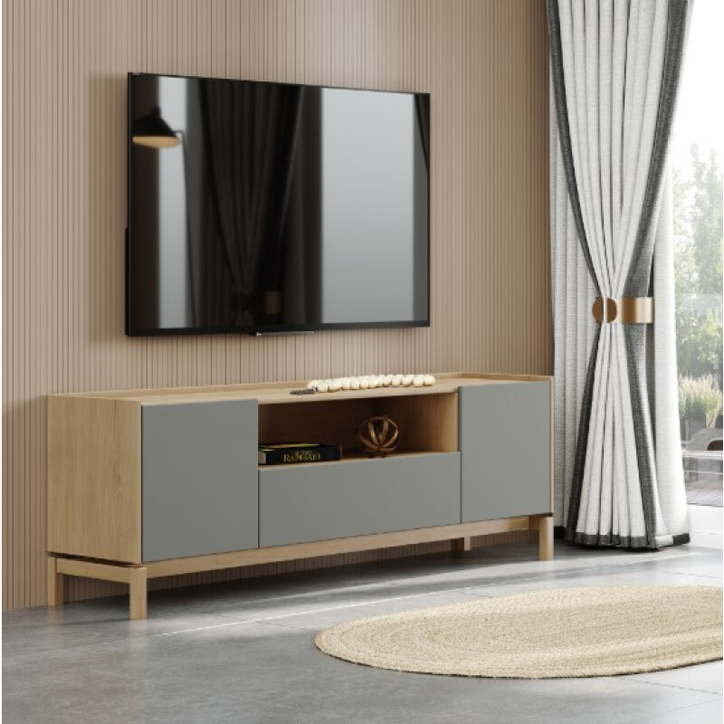 Rack Estante Barcelona – 2 Puertas y 1 Cajón Color Roble / Ferrolack Rack Estante Barcelona – 2 Puertas y 1 Cajón Color Roble / Ferrolack