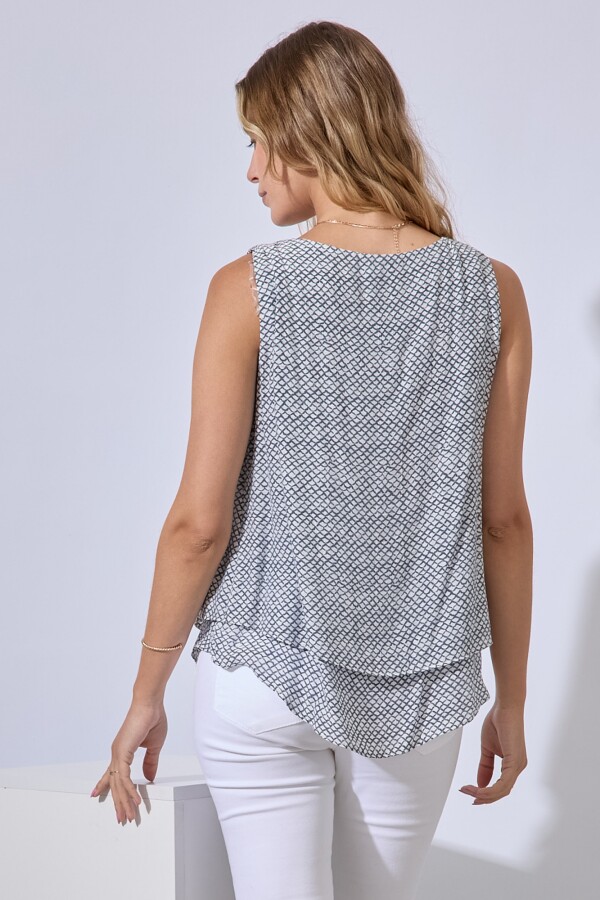 Blusa Capas Printed AZUL/BLANCO