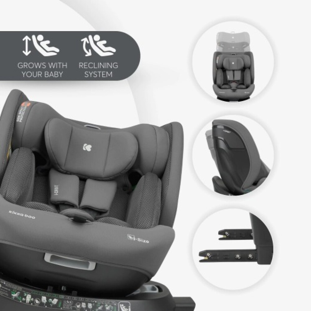 Butaca i-ORBIT KIKKABOO ISOFIX 360 0-36kg C LEG SUPPORT - grey Butaca i-ORBIT KIKKABOO ISOFIX 360 0-36kg C LEG SUPPORT - grey