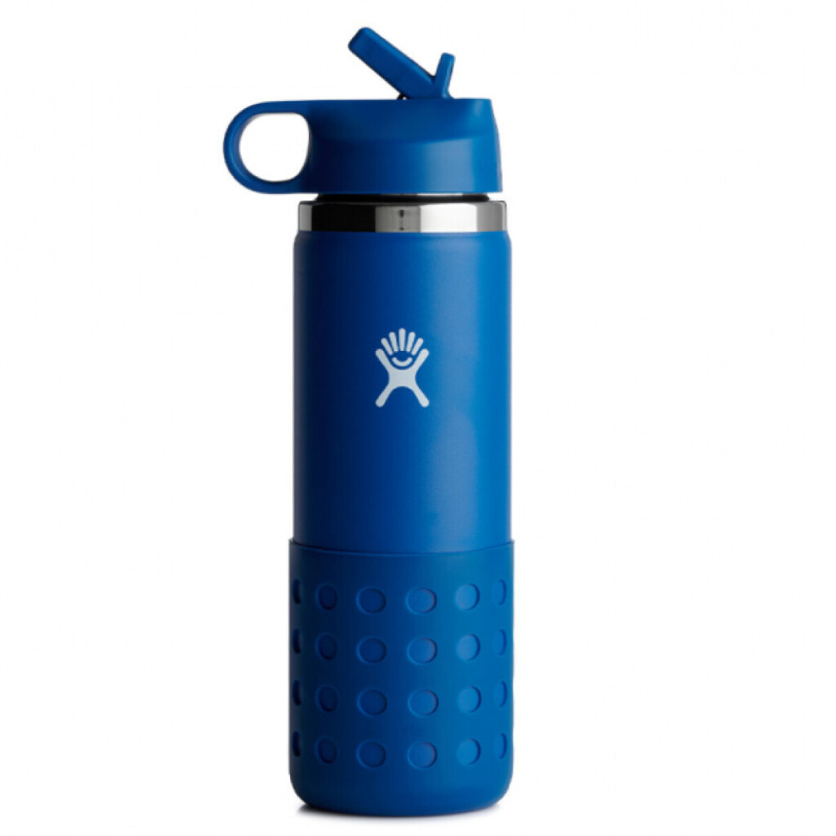 Botella Hydro Flask 20 Oz Kids Wide Mouth Straw Lid And Boot Stream - Azul 