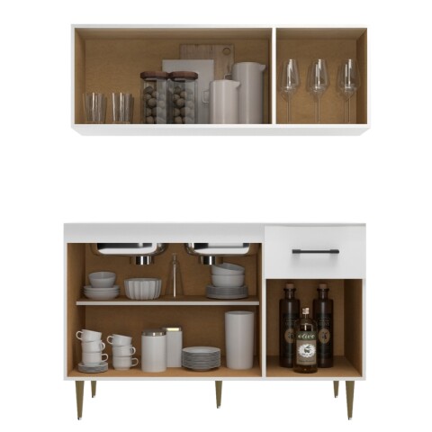 Bajo Mesada 3 Puerta 1 Cajón + Aereo 3 Puertas Blanco Bajo Mesada 3 Puerta 1 Cajón + Aereo 3 Puertas Blanco