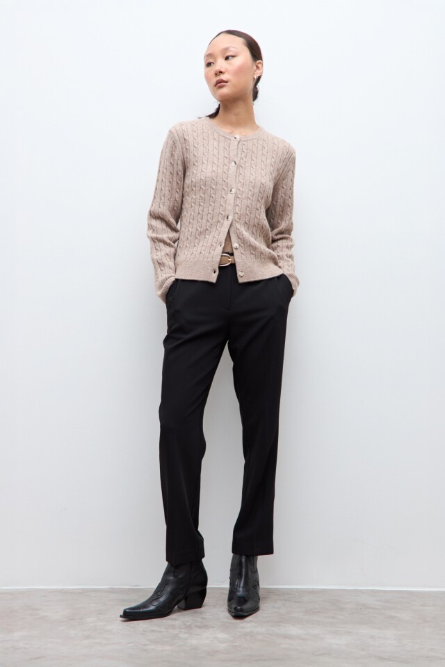 Cardigan abotonado estructuras tostado melange