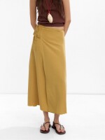 Falda Midi Con Cruce 100% Lyocell mostaza