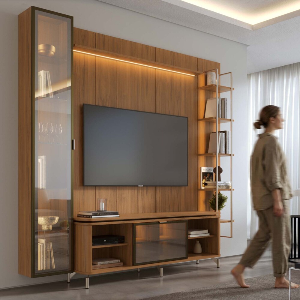 PANEL MODULAR MDF MARRON 1.8 GLASS ALMENDRA